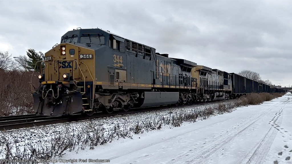 CSX 344 leads B158 east on the other track.